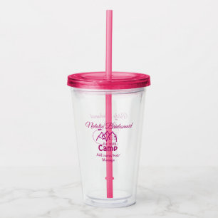Pink camp bridesmaid add name date year bacheloret acrylic tumbler