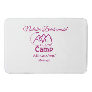 Pink camp bridesmaid add name date year bacheloret bath mat