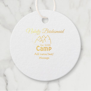 Pink camp bridesmaid add name date year bacheloret favour tags