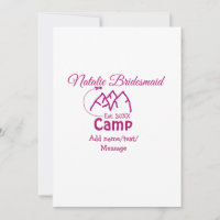 Pink camp bridesmaid add name date year bacheloret