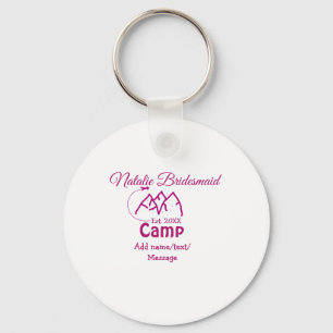 Pink camp bridesmaid add name date year bacheloret key ring