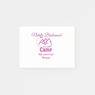 Pink camp bridesmaid add name date year bacheloret post-it notes