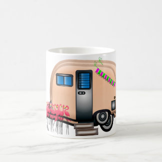 Pink Camper and Flamingos Coffee Mug