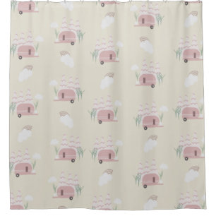 Pink Camper Earthy Pattern Shower Curtain