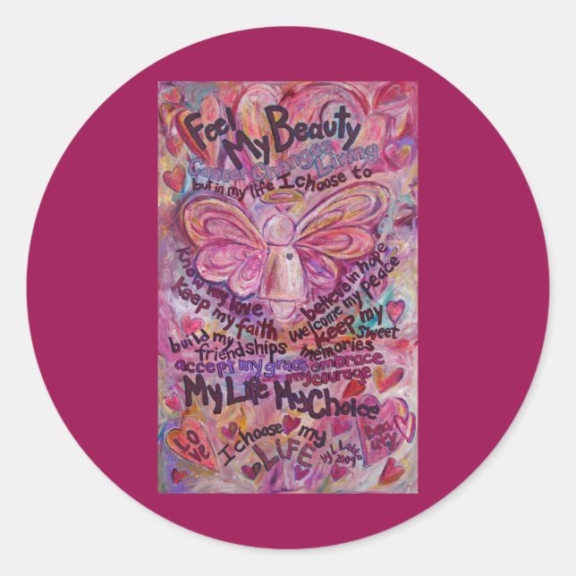 Pink Cancer Angel Poem Custom Art Decal Stickers (Front)