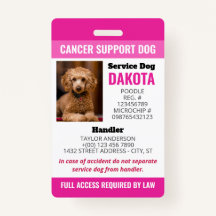 Pink Cancer Support Dog Logo QR Code Photo ID