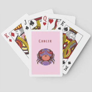 Pink Cancer, zodiac, star sign print Playing Cards