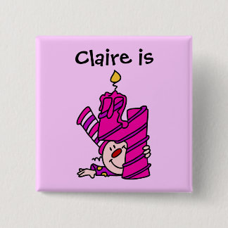 Pink Candle Clown 4th Birthday Button