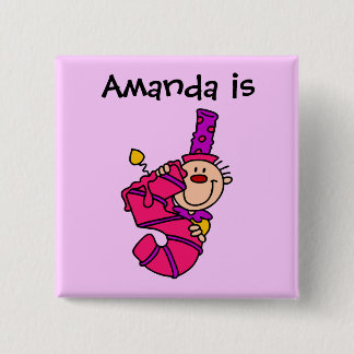 Pink Candle Clown 5th Birthday Button