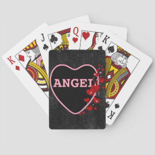 Pink Candy Angel Heart Valentine Design 2 Playing Cards