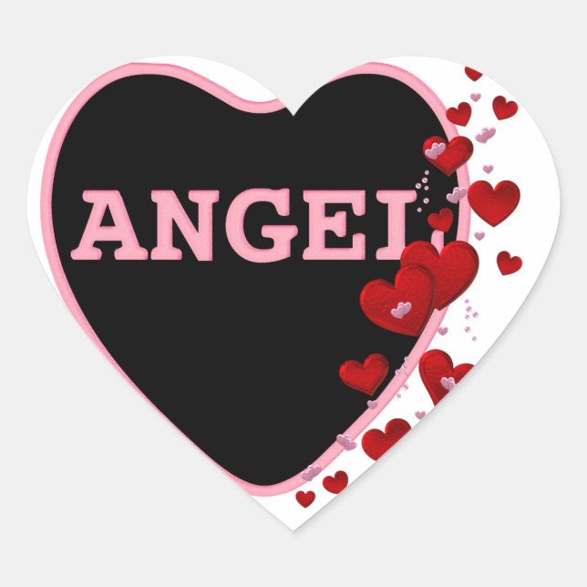 Pink Candy Angel Heart Valentine Design 2 Sticker (Front)