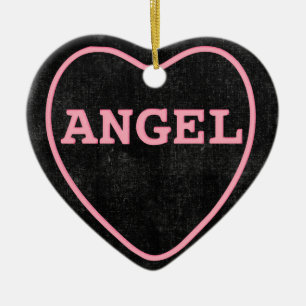 Pink Candy Angel Heart Valentine Design Ceramic Tree Decoration