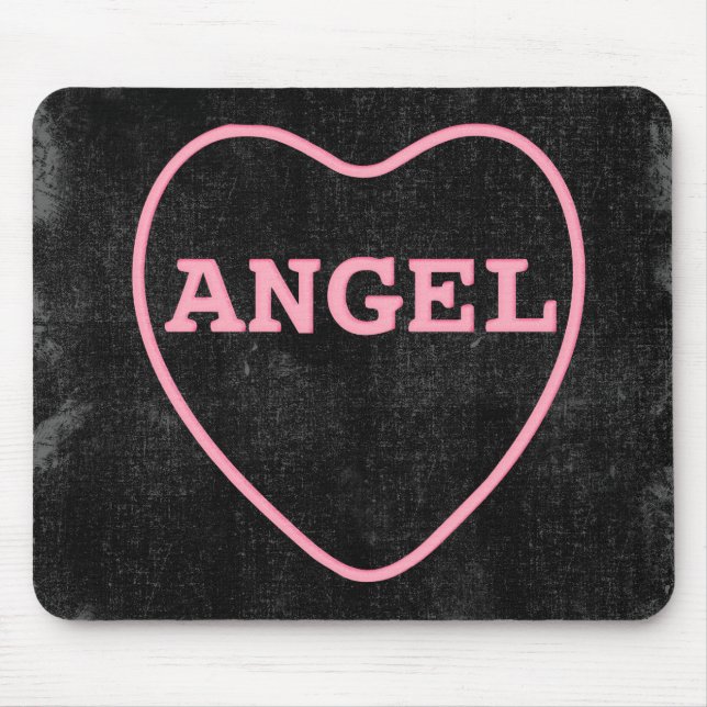 Pink Candy Angel Heart Valentine Design Mouse Pad (Front)