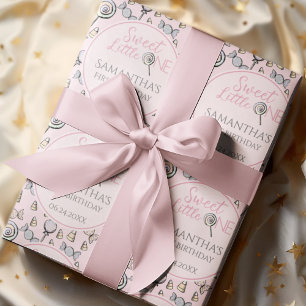 Pink Candy Baby Shower Sweet Little One Wrapping Paper
