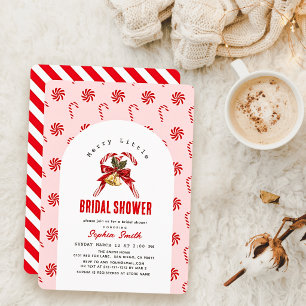 Pink Candy Cane Arch Merry Little Bridal Shower Invitation