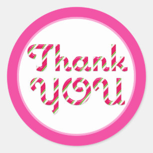 Pink Candy Cane Baby Shower Thank You Sticker