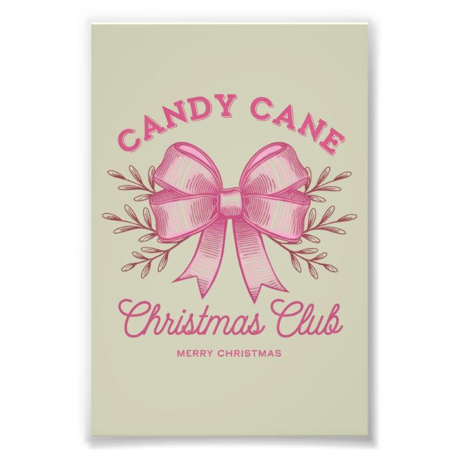 Pink Candy Cane Christmas Club Xmas Season  Photo Print (Front)