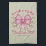 Pink Candy Cane Christmas Club Xmas Season  Tea Towel<br><div class="desc">Pink Candy Cane Christmas Club Xmas Season</div>