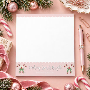 Pink Candy Cane Festive Personalised Notepad
