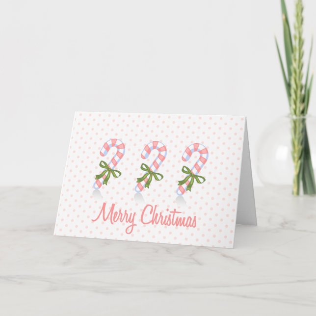 Pink Candy Cane Greeting Card (Front)