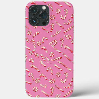 Pink Candy Cane Pattern iPhone 13 Pro Max Case