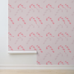 Pink Candy Cane Pattern on Soft Background Wallpaper