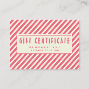 Pink Candy Cane Stripes Gift Certificate