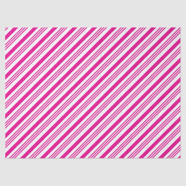 Pink Candy Cane Strips Style 1 Tissue Paper (Front)