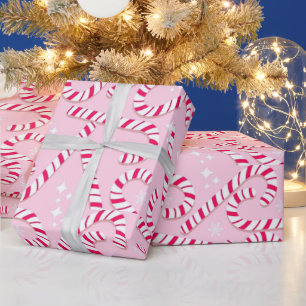 Pink Candy Canes Christmas Wrapping Paper