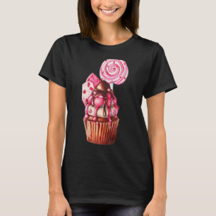 Pink Candy Chocolate Cupcake Still Life Food Water T-Shirt