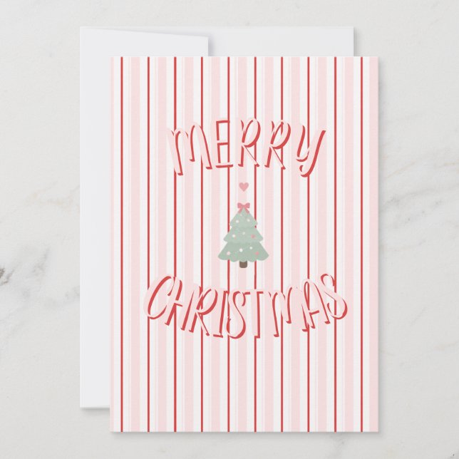 Pink Candy Christmas Greeting Card (Front)
