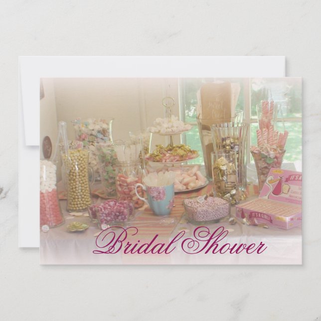Pink Candy Display Photo Bridal Shower Invitation (Front)