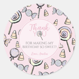 Pink Candy First 1st Birthday Sticker