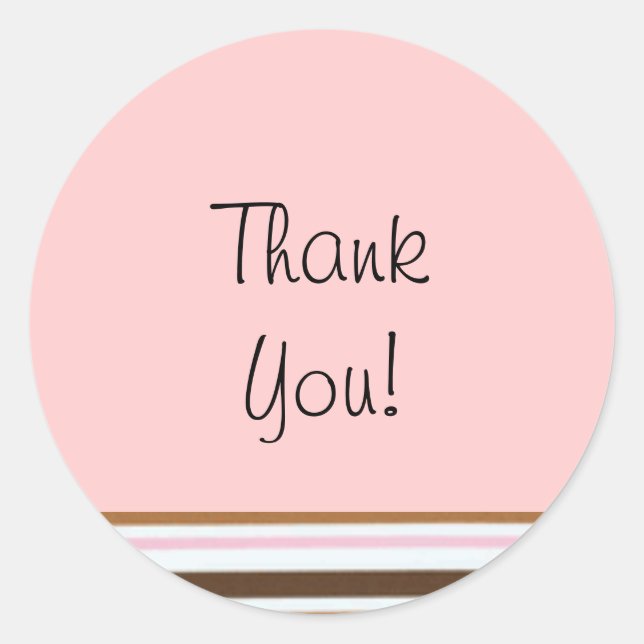 Pink Candy Stripe Thank You Label (Front)