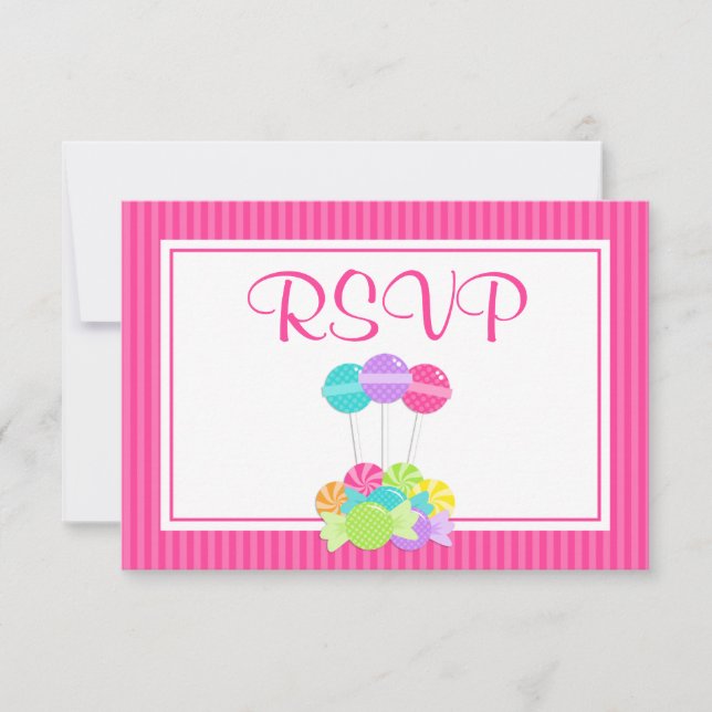 Pink Candy Stripes Bat Mitzvah RSVP (Front)