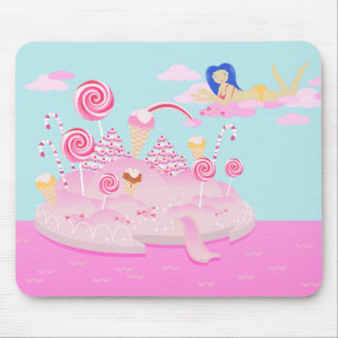 Pink candy world cake for birthday party mouse pad