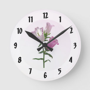 Pink Canterbury Bells Round Clock