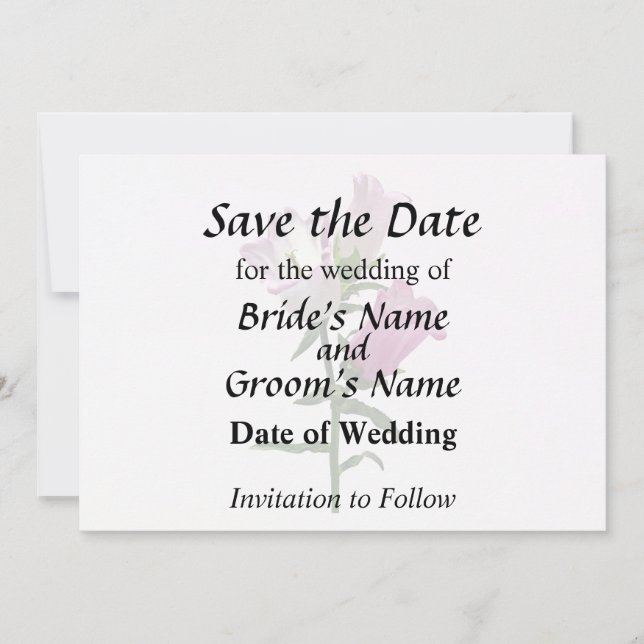 Pink Canterbury Bells Save The Date (Front)