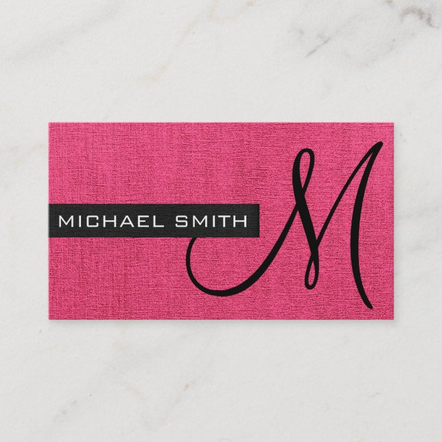 Pink Canvas Elegant Monogram Business Card (Front)