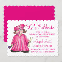 Pink Cap Gown School Graduation Party Open House