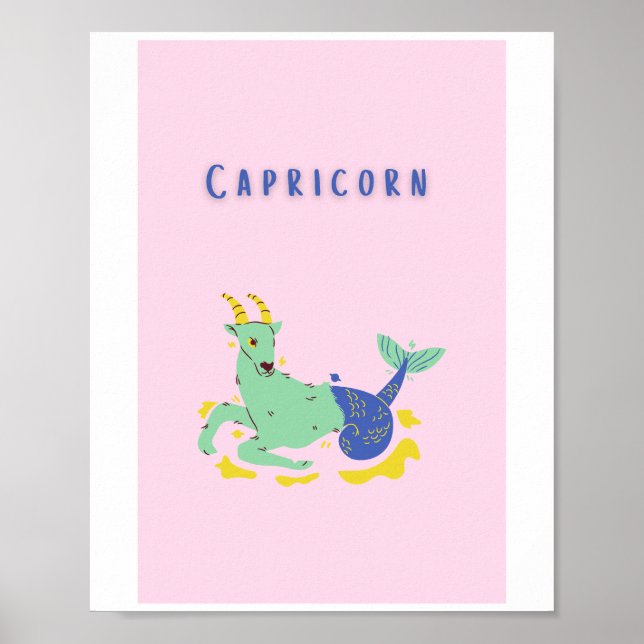 Pink Capricorn, zodiac, star print (Front)