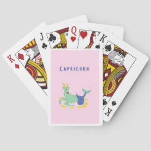 Pink Capricorn, zodiac, star print Playing Cards