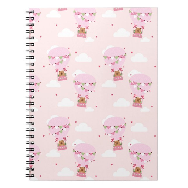 Pink Capybara Teddy Balloon Notebook (Front)