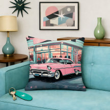 Pink Car 1950s Diner Retro Mid‑Century