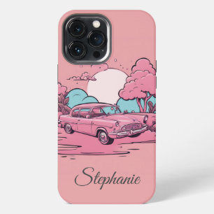 Pink Car Sunset Boss Lady Girlfriend Gift iPhone 13 Pro Max Case