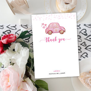 Pink Car Thank you Flat card