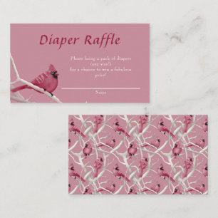 Pink Cardinal Bird Baby Shower Diaper Raffle Enclosure Card