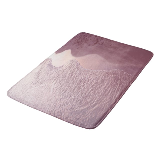 Pink Caribbean Shoreline Waves 1 Bath Mat (Angled)