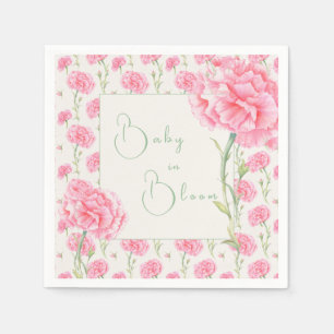 Pink Carnation Baby in Bloom Baby Shower Napkin