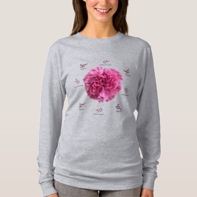 Pink Carnation Chemistry Science Flower T-Shirt (Front)